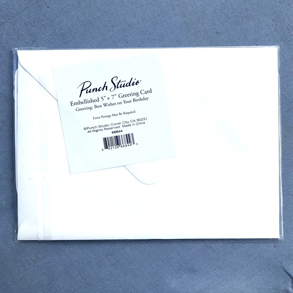 Punch Studio Single(1) 3D Die-Cut Floral Birthday Cake Card Env+Seal 5x7 (66844)